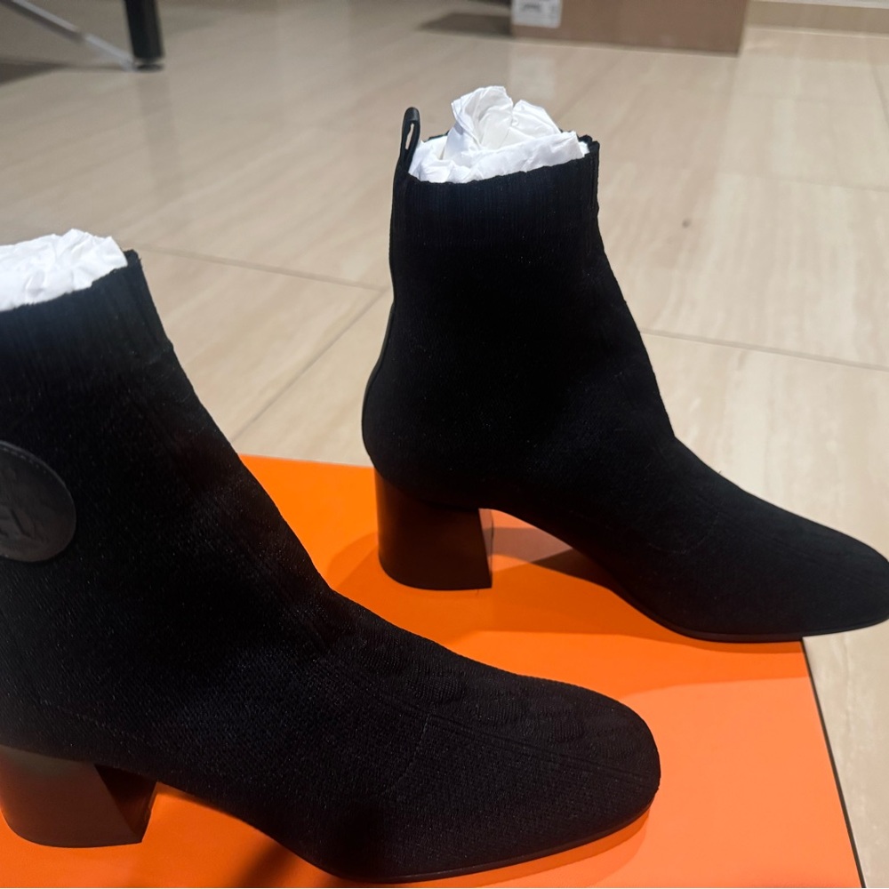 Hermes Black Ankle Booties Jenna 60 Ankle Boots 2.4” height heel